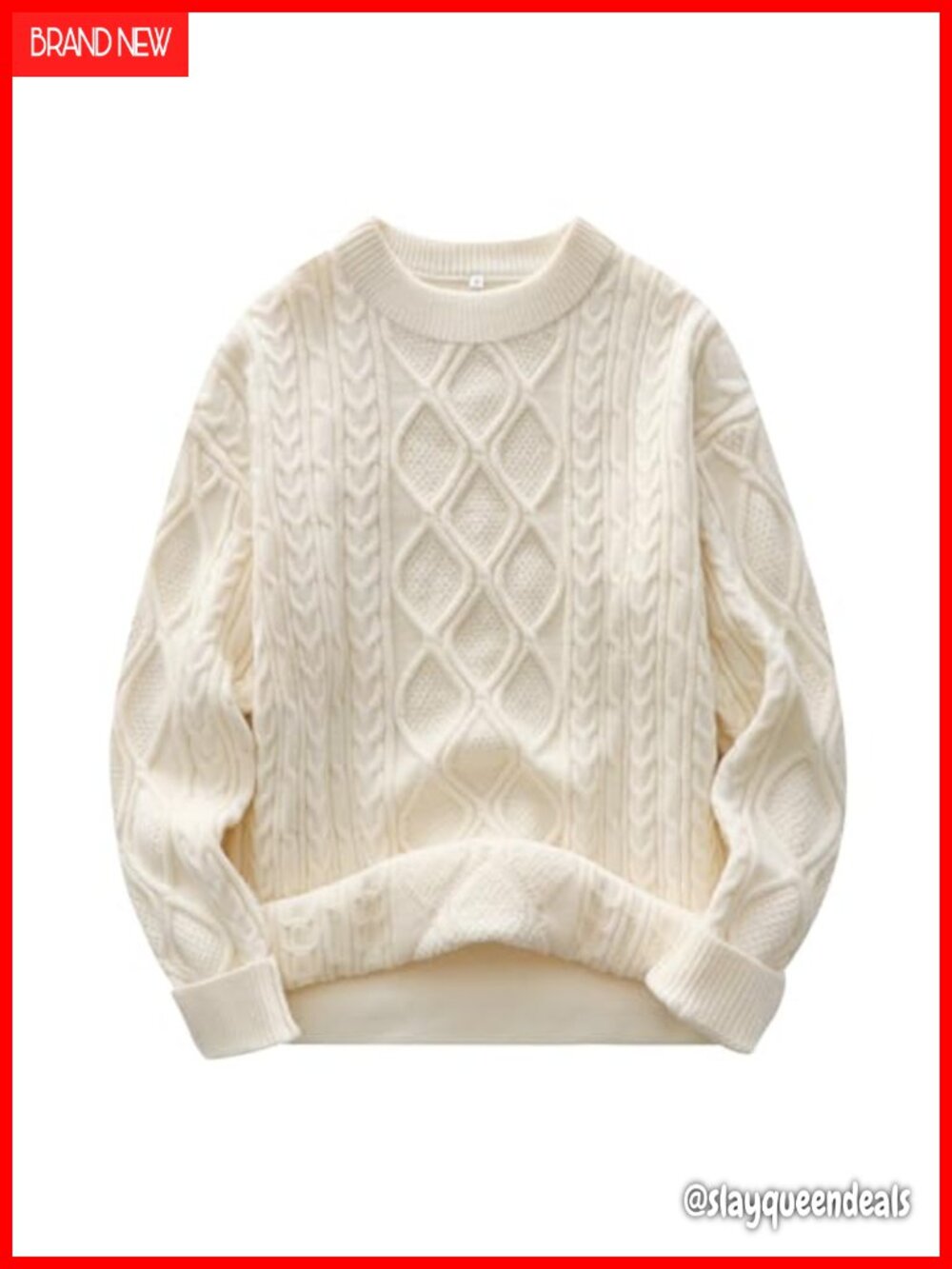 Oversized Cable Knit Sweater Crew Neck Thick Pullover Fall Outfit